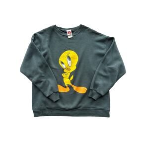 Vintage Looney Tunes Crewneck Sweatshirt | Tweety Bird | Size M/L | Green